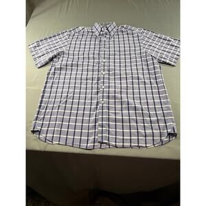 Daniel Cremieux Men’s Large Short Sleeve Button Down Shirt Purple White  Plaid